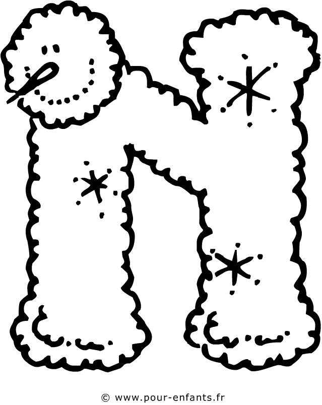 Les lettres de l'alphabet | La lettre N dessin à imprimer pour colorier